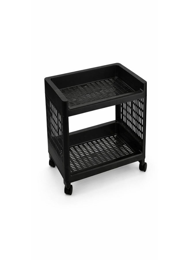Marmik Plastic Multi-Purpose Kitchen Trolly Portable Storage Rack, Household Rack, Vegetable and Fruit Storage, Office, Bathroom Rack (2 Layer, Black) - Image 4
