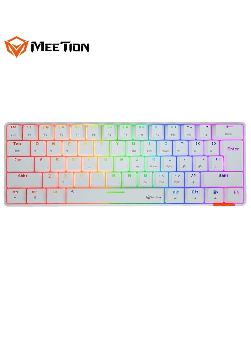 Meetion لوحة مفاتيح الألعاب ميتيون بتقنية بلوتوث مزدوجة 60% MK005BT مع مفاتيح كاملة مضادة للتداخل بإضاءة خلفية RGB ملونة، سلكية/بلوتوث، ميكانيكية مزدوجة - Image 2