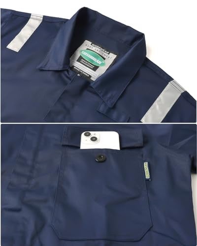 SUSHIMIAN Men's Work Coverall High Visibility Overalls Mechanics Coveralls Workwear Jumpsuit with Multi Pockets, Navy, XL - Image 3