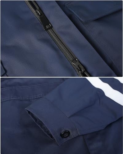 SUSHIMIAN Men's Work Coverall High Visibility Overalls Mechanics Coveralls Workwear Jumpsuit with Multi Pockets, Navy, XL - Image 4