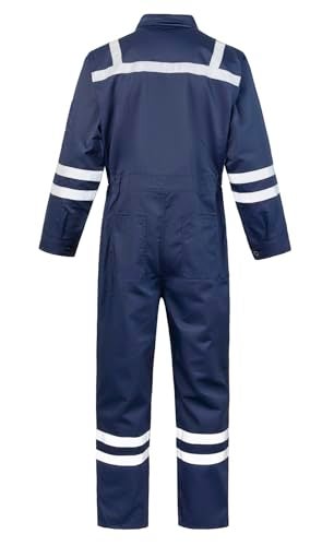 SUSHIMIAN Men's Work Coverall High Visibility Overalls Mechanics Coveralls Workwear Jumpsuit with Multi Pockets, Navy, XL - Image 2