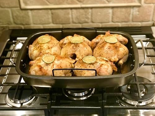 Euro-Home Heavy Gauge, Carbonized Steel, Commercial Kitchen Grade Non-Stick Roaster with Floating Rack for 22 lb Turkey by EuroHome - Image 5