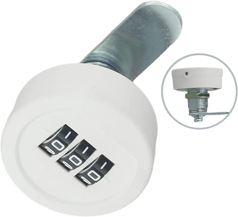 20mm White 3 Digit Combination Lock Plastic Zinc Alloy Steel For Caravans Drawers - Image 5