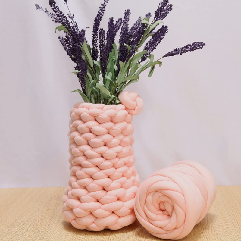 VAURAS Arm Knitting Yarn for Chunky Braided Knot Throw Blanket DIY, Soft Extra Cotton Washable Tube Bulky Giant Yarn for Weave Craft Crochet,Shell Pink 1.1LB - Image 4