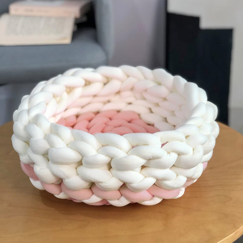 VAURAS Arm Knitting Yarn for Chunky Braided Knot Throw Blanket DIY, Soft Extra Cotton Washable Tube Bulky Giant Yarn for Weave Craft Crochet,Shell Pink 1.1LB - Image 2