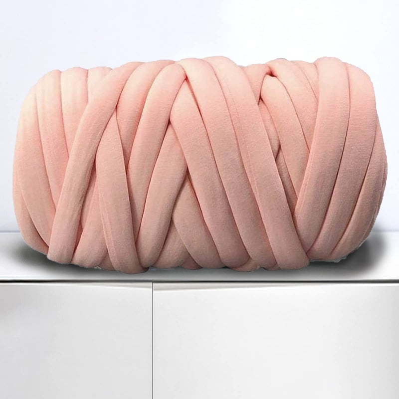 VAURAS Arm Knitting Yarn for Chunky Braided Knot Throw Blanket DIY, Soft Extra Cotton Washable Tube Bulky Giant Yarn for Weave Craft Crochet,Shell Pink 1.1LB - Image 1
