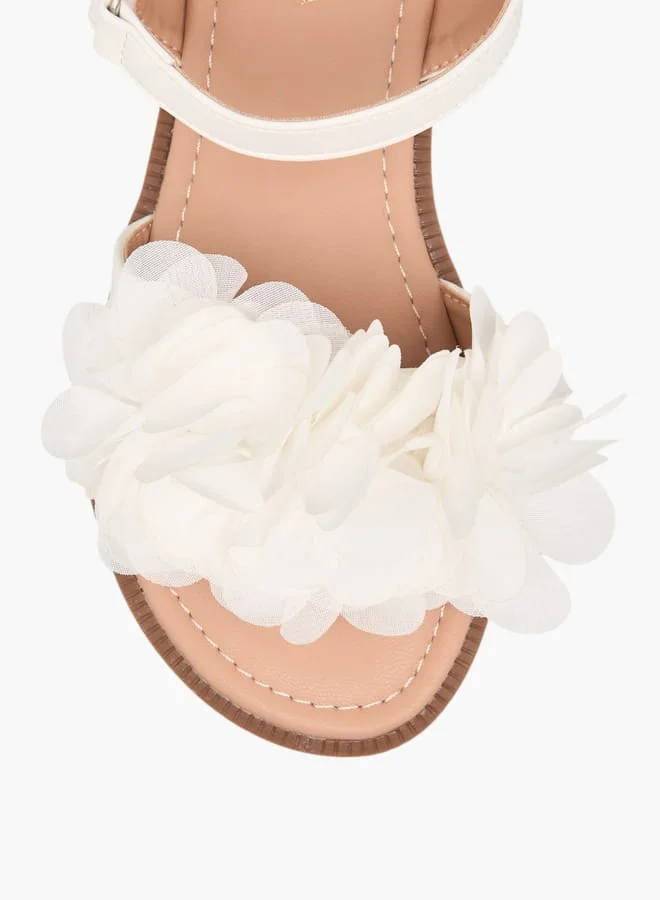 Flora Bella By Shoexpress Girls Floral Accent Strap Sandals With Hook And Loop Closure