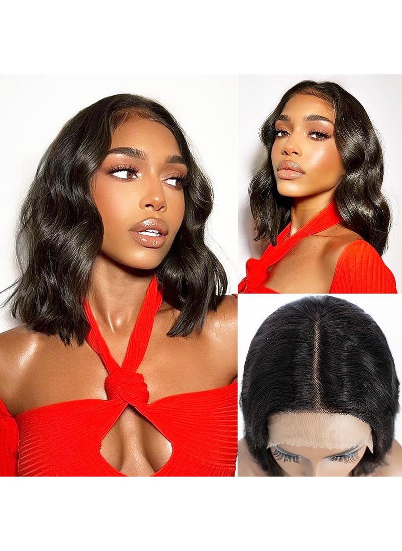 QUEEN VIRGIN REMY Bob Wigs 13x4x1 HD T Part Lace Wig 12inch Body Wave Lace Front Wigs for Black Women 100% Virgin Human Hair Pre Plucked with Baby Hair 150% Density Glueless Wigs 