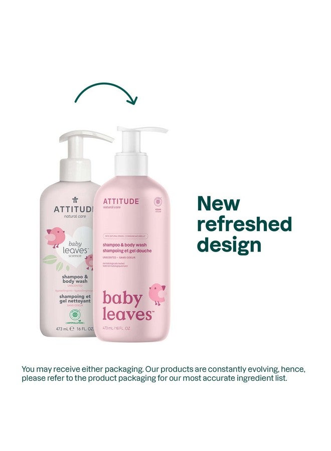 ATTITUDE 2-in-1 Shampoo and Body Wash for Baby, Fragrance-Free EWG Hypoallergenic Plant- and Mineral-Based Ingredients, Vegan and Cruelty-Free, Unscented, 16 Fl Oz - Image 2