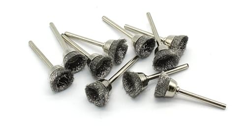 TEMO 10 pc Stainless Steel Bristle 1/2 Inch Cup Wire Brush with 1/8 Inch Shank for Dremel and Other Rotary Tools on Rust Removal, Corrosion and Scrub Surfaces - Image 3