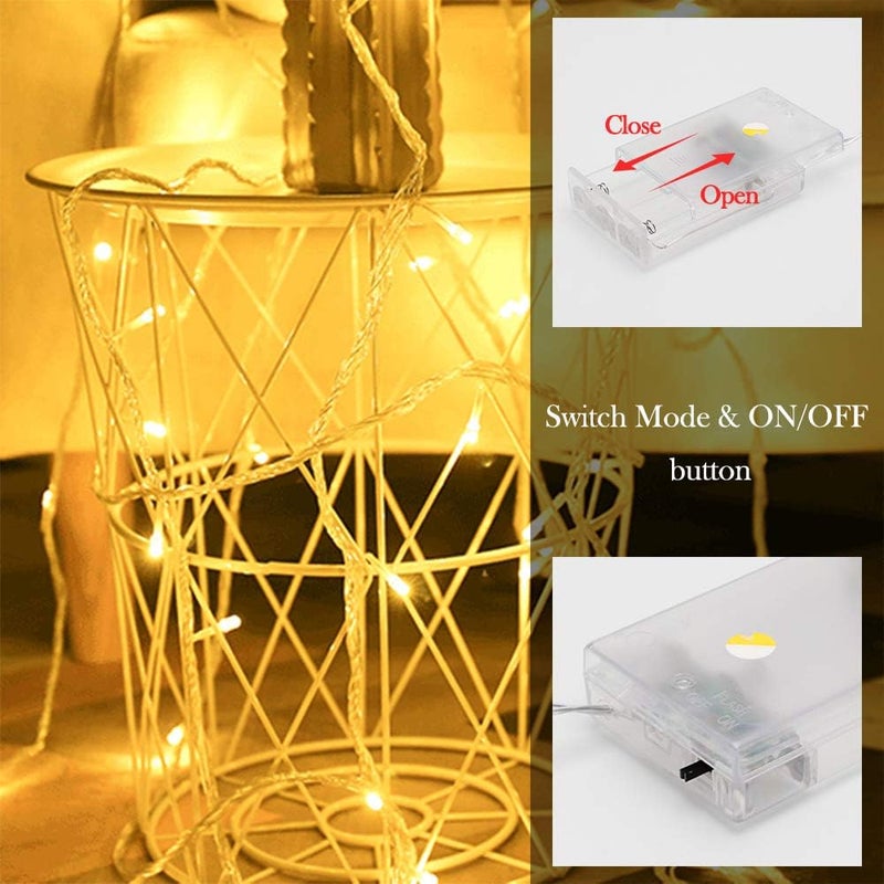 ANJAYLIA 20Ft 40 LED Fairy String Lights Battery Operated, Waterproof Twinkle Christmas Tree Lights with 2 Modes for Christmas Indoor Outdoor Garden Wedding Home Decoration Warm White - Image 2