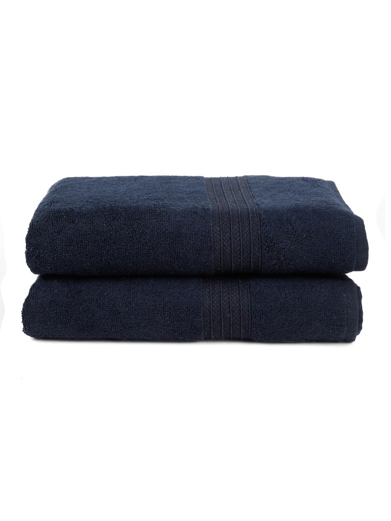 CREEVA Classic Cotton Bath Towel Set of 2, 545 GSM, 70x145 cm - Navy Elegance - Image 1