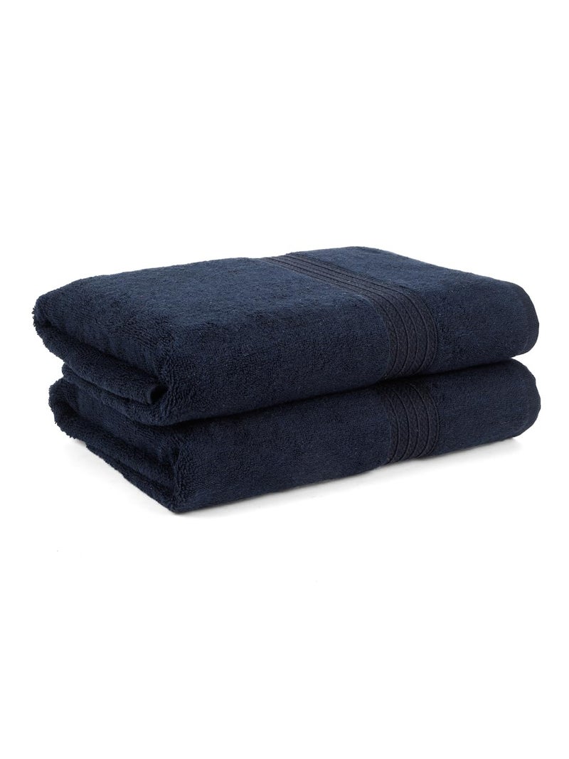 CREEVA Classic Cotton Bath Towel Set of 2, 545 GSM, 70x145 cm - Navy Elegance - Image 3
