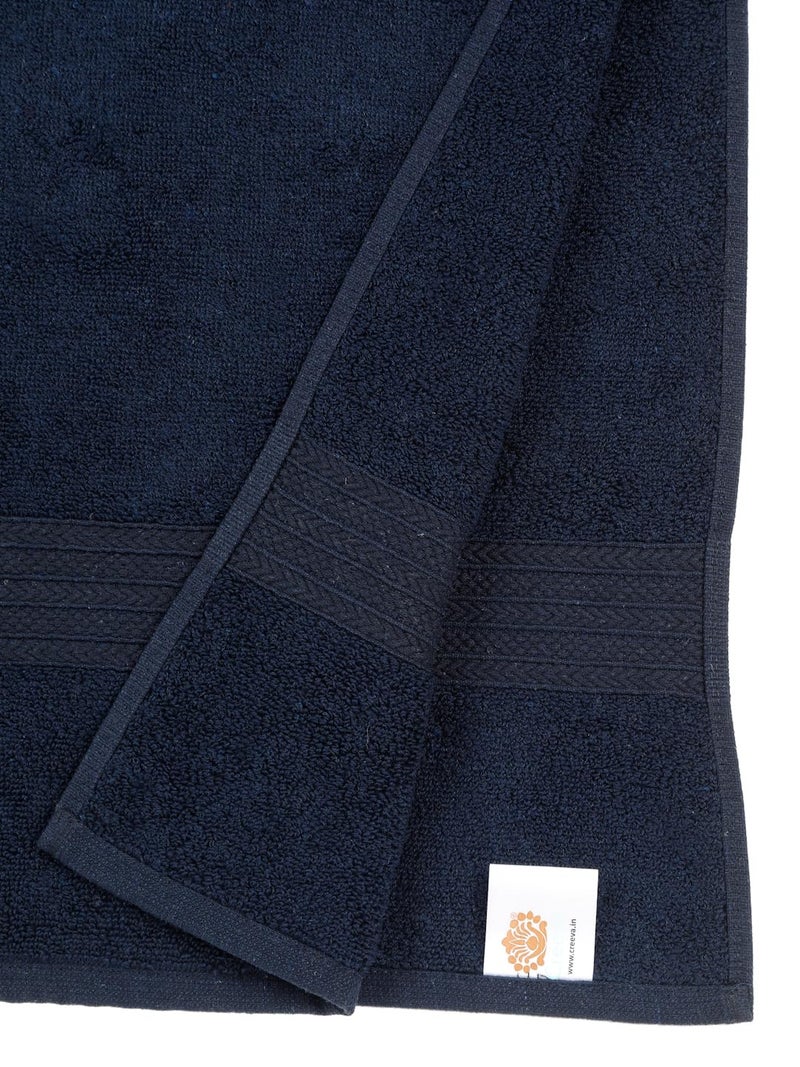 CREEVA Classic Cotton Bath Towel Set of 2, 545 GSM, 70x145 cm - Navy Elegance - Image 4