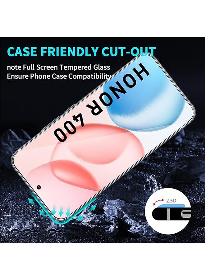 2 Pcs Honor 400 5G Screen Protector, With 2 Set Camera Protective Film, 9H Tempered Glass Screen Protector for Honor 400 5G, Full Coverage Bubble-Free Tempered Film, Anti-Scratch Film  - Image 4