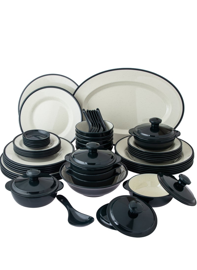 CC Bin Shihon 57-Piece Dinner Set Made of High Quality Melamine, Safe in Dishwasher and Microwave Navy 6x10 cm  - Image 1