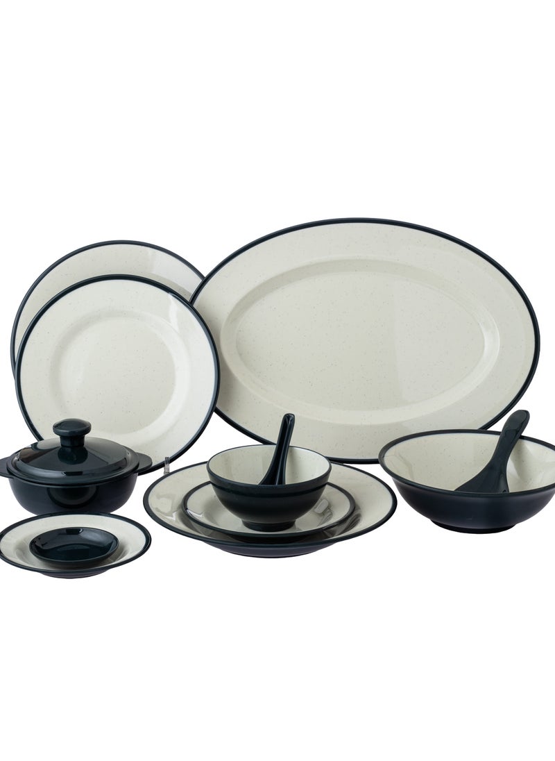CC Bin Shihon 57-Piece Dinner Set Made of High Quality Melamine, Safe in Dishwasher and Microwave Navy 6x10 cm  - Image 2