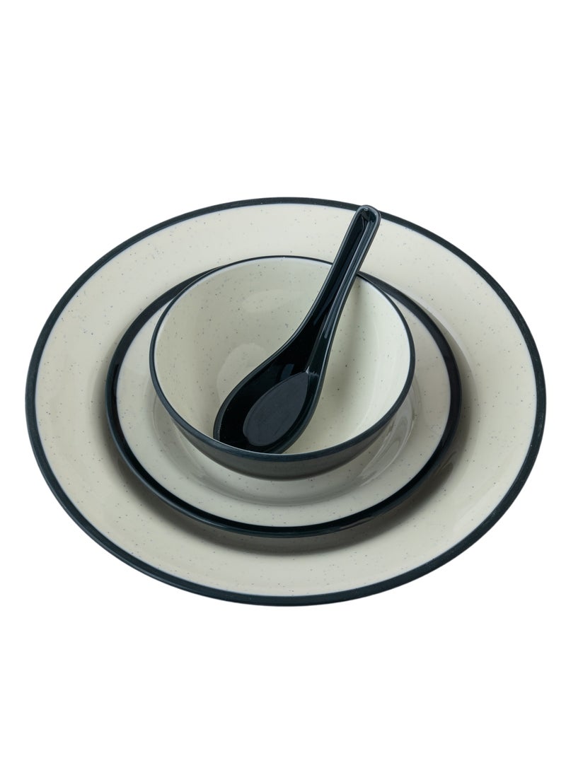 CC Bin Shihon 57-Piece Dinner Set Made of High Quality Melamine, Safe in Dishwasher and Microwave Navy 6x10 cm  - Image 4