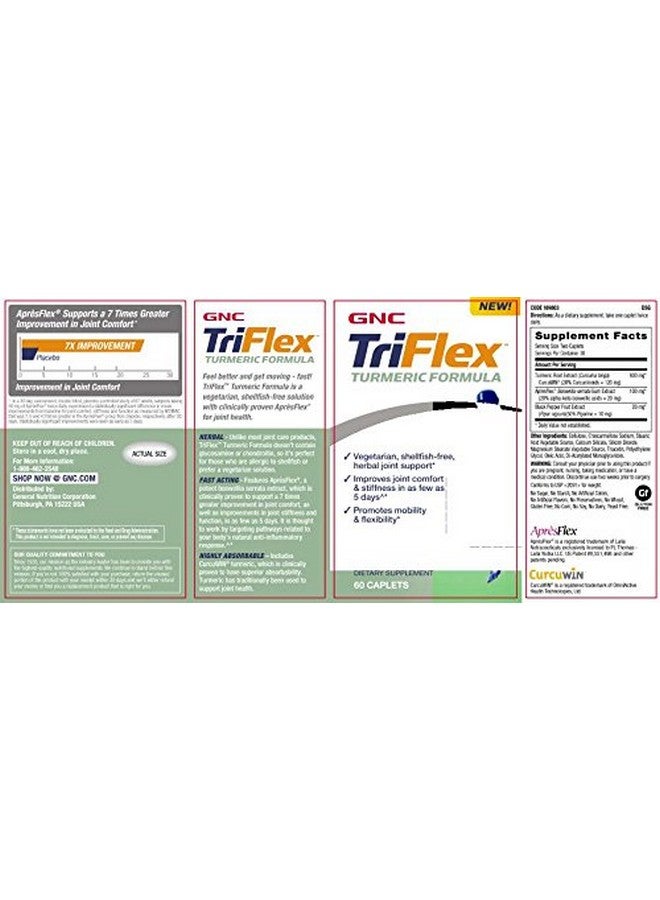 GNC Triflex Turmeric Formula ; Improves Joint Comfort And Stiffness Promotes Mobility And Flexibility ; 60 Caplets - Image 3