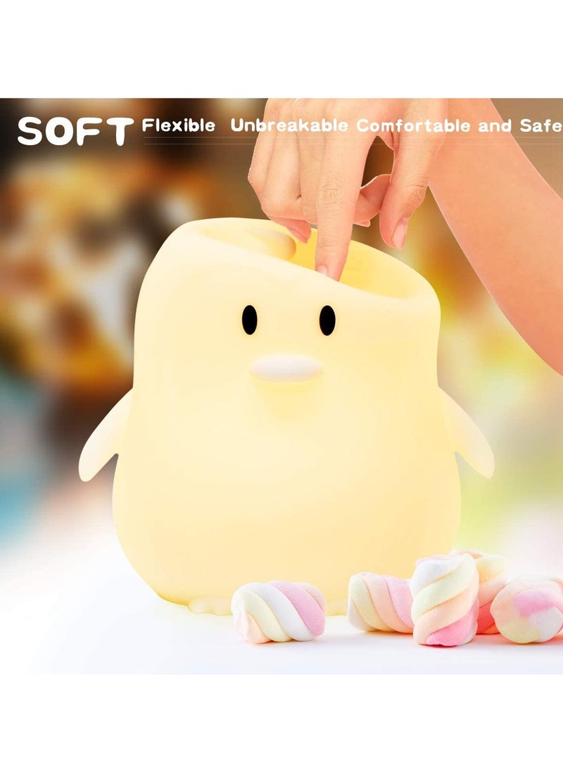 SYOSI Kids Night Light Large Penguin Kawaii Birthday Gifts Room Decor Bedroom Decorations for Baby Toddler Girls Children LED 9 Color Changing Animal Portable Squishy Silicone Lamp Tap Remote Control  - Image 4