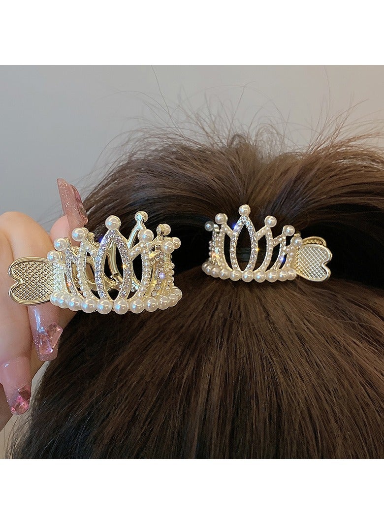 Goolsky مشابك شعر تاج سبائك 1 قطعة مع لؤلؤ وزينات، حوامل ذيل حصان عالية، مشابك شعر أنيقة للحفلات والعطلات - Image 3