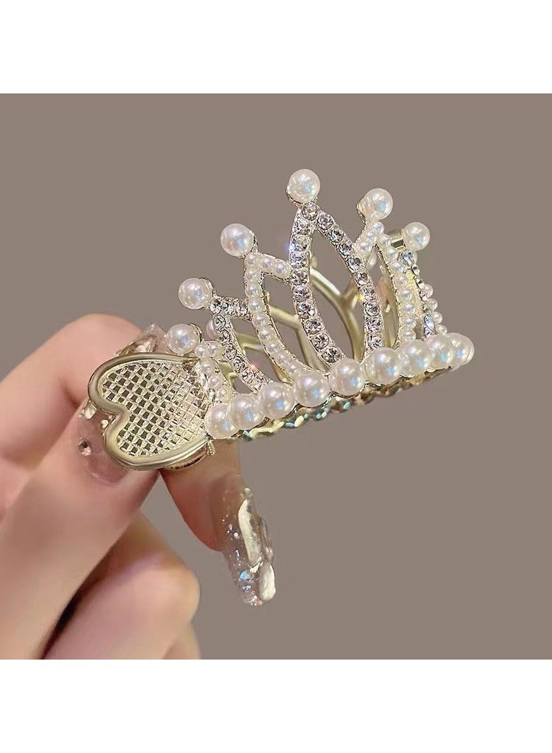 Goolsky مشابك شعر تاج سبائك 1 قطعة مع لؤلؤ وزينات، حوامل ذيل حصان عالية، مشابك شعر أنيقة للحفلات والعطلات - Image 5