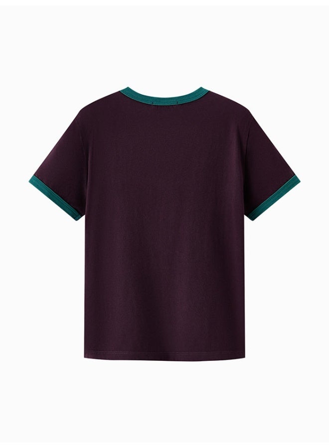 سيمير تيشيرت مع طبعة أمامية وتفاصيل خطوط للنساء - Image 2