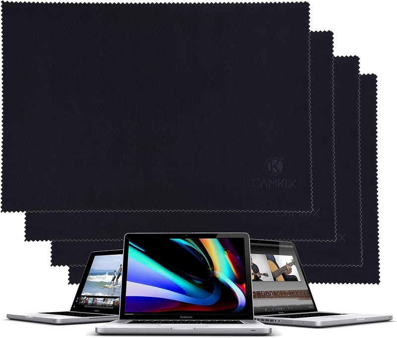 كامكيس مجموعة تنظيف من الألياف الدقيقة لأجهزة Apple MacBook Pro (15-16 بوصة) - 4 قطع قماش لبطانة لوحة المفاتيح، وقطعة قماش مزدوجة الوجه، وكتيب مناديل تنظيف العدسات - Image 3