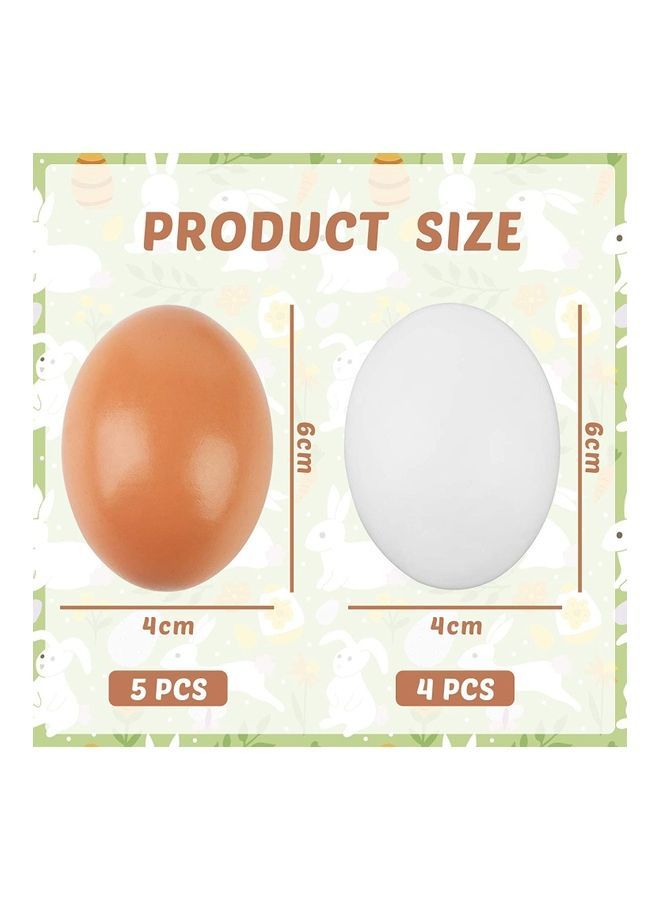 NIBEMINENT 9 Piece DIY Wooden Fake Eggs Set 6x4cm - Image 4