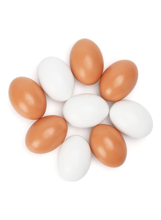 NIBEMINENT 9 Piece DIY Wooden Fake Eggs Set 6x4cm - Image 1