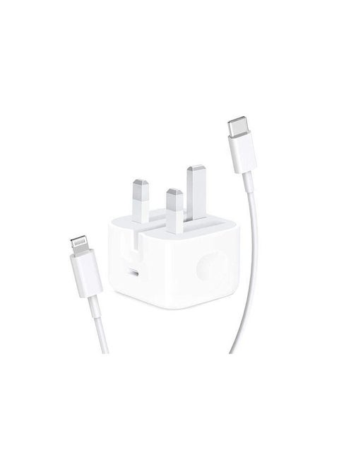 USB-C Power Adapter With Type-C To Lightning Cable 20W White