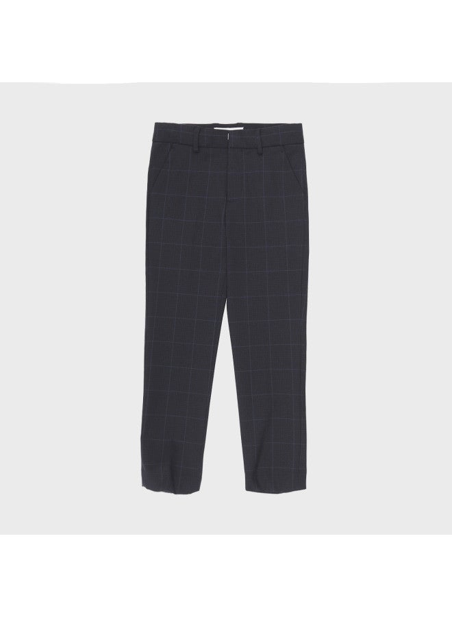 Zara Premium British-style Kids' Fashion Tailored High-quality Color-blocked Checkered Straight-leg Dress Pants - Image 2