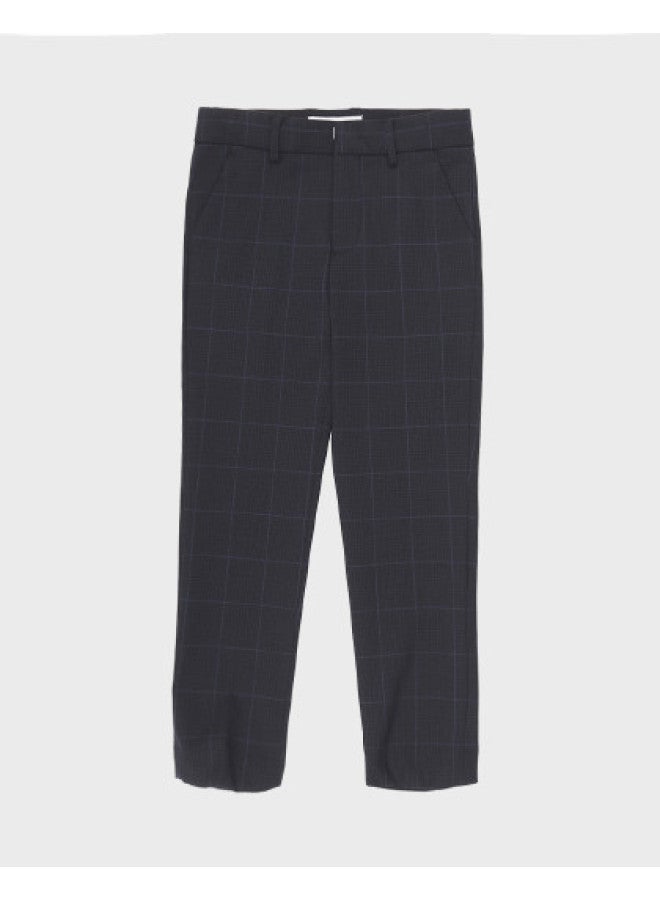 Zara Premium British-style Kids' Fashion Tailored High-quality Color-blocked Checkered Straight-leg Dress Pants - Image 1