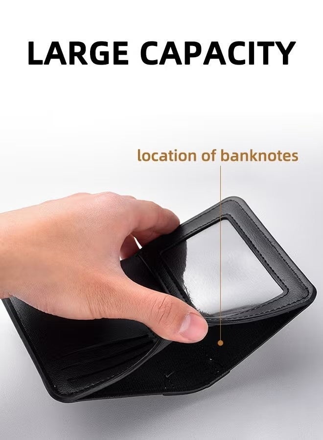 محفظة رجالية فاخرة - تصميم عمودي قصير، حامل بطاقات فاخر، حامل بطاقات ائتمان عملي بسعة كبيرة، محفظة رجالية نحيفة للجيب الأمامي. - Image 4