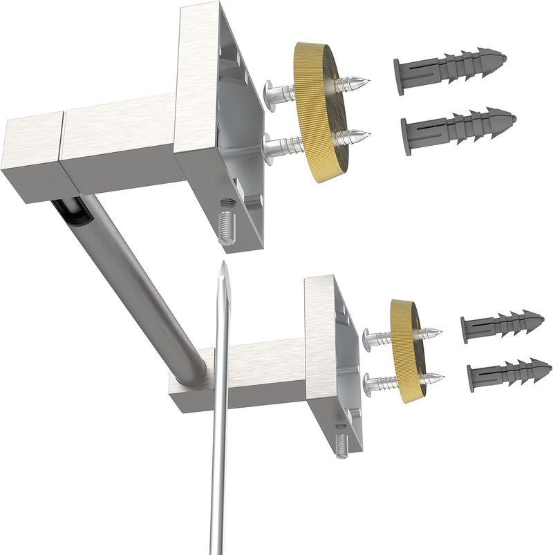 Ruacq Toilet Paper Holder Brushed Nickel 2 Pack Double Post Pivoting Square Tissue Holders Roll Holder Hangers Toilet Paper Stand Stainless Steel and Zinc Alloy Modern Wall Mounted - Image 5