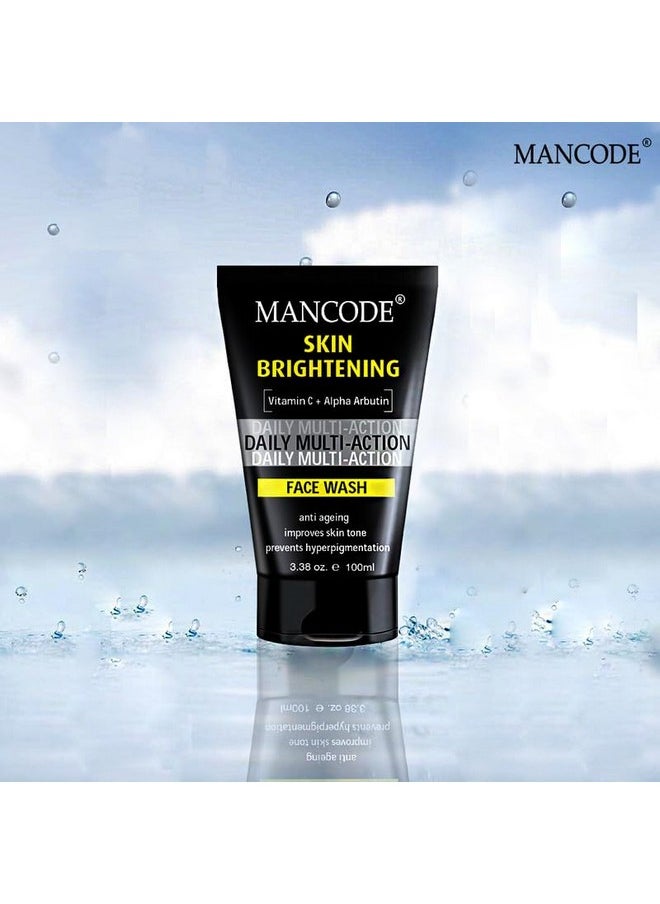 MAN CODE - Mancode Skin Brightening Face Wash For Men Clear Skin Oil Control Acne Defense Dark Spot Reduction Pollution Protection Pack Of 1 Men'S Skincare 100Ml - Image 1