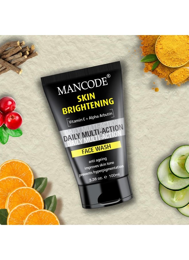 MAN CODE - Mancode Skin Brightening Face Wash For Men Clear Skin Oil Control Acne Defense Dark Spot Reduction Pollution Protection Pack Of 1 Men'S Skincare 100Ml - Image 1