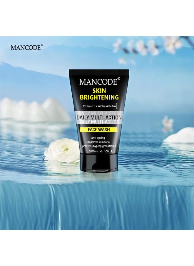 MAN CODE - Mancode Skin Brightening Face Wash For Men Clear Skin Oil Control Acne Defense Dark Spot Reduction Pollution Protection Pack Of 1 Men'S Skincare 100Ml - Image 1