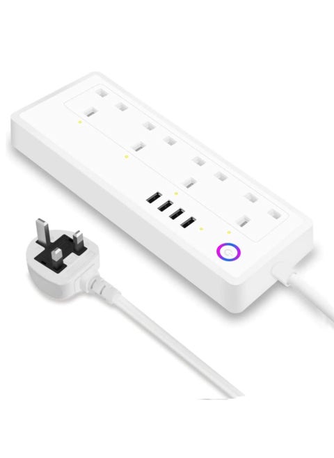 WiFi Smart Power Strip Surge Protector Socket Extension with IFTTT WiFi Plug with Individually Controlled 4 AC Outlets 4 USB Ports Control Via Smartphone