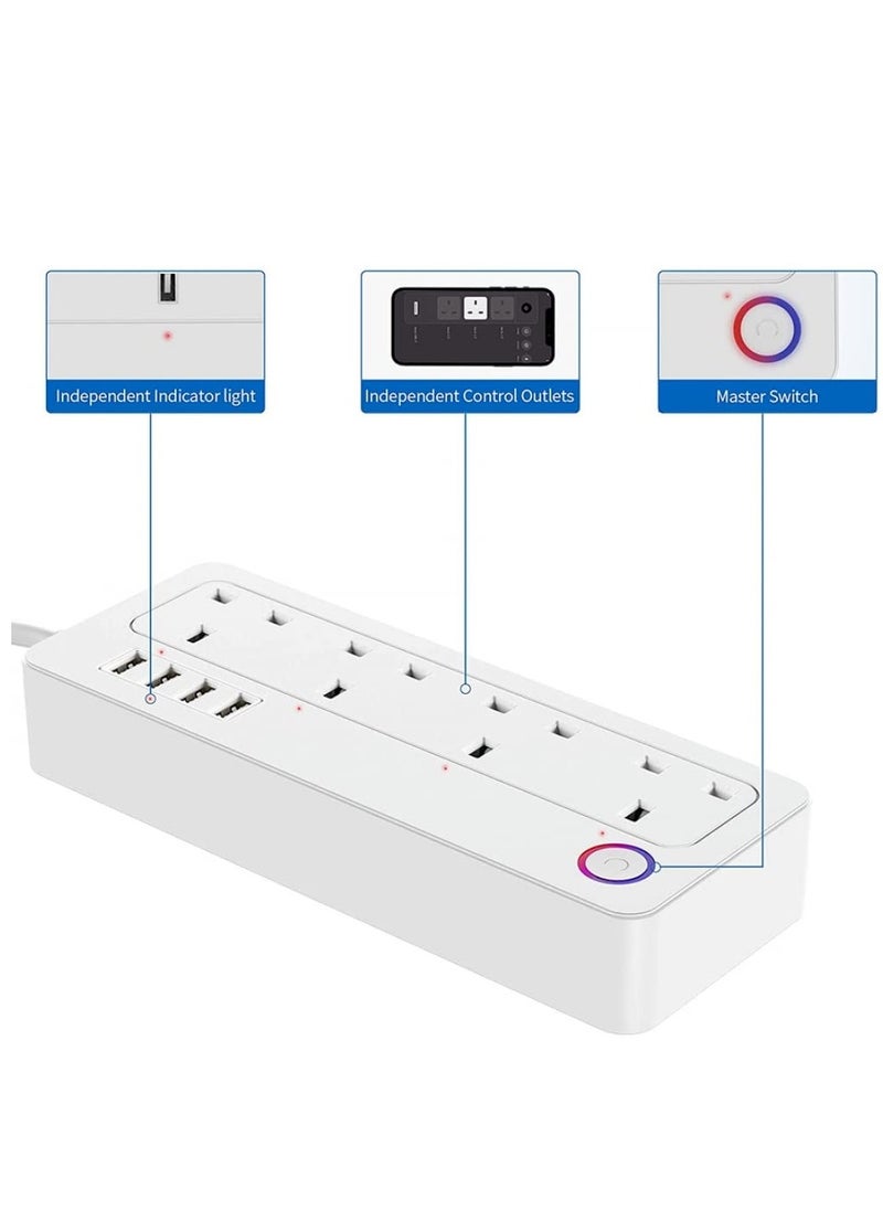 Generic - WiFi Smart Power Strip Surge Protector Socket Extension with IFTTT WiFi Plug with Individually Controlled 4 AC Outlets 4 USB Ports Control Via Smartphone - Image 1