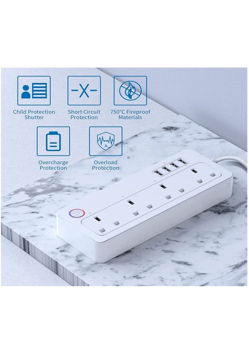 Generic - WiFi Smart Power Strip Surge Protector Socket Extension with IFTTT WiFi Plug with Individually Controlled 4 AC Outlets 4 USB Ports Control Via Smartphone - Image 1