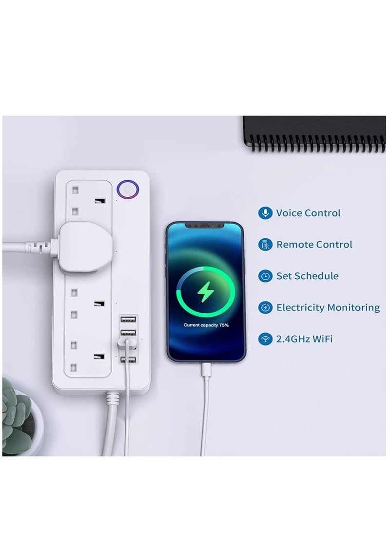 Generic - WiFi Smart Power Strip Surge Protector Socket Extension with IFTTT WiFi Plug with Individually Controlled 4 AC Outlets 4 USB Ports Control Via Smartphone - Image 1