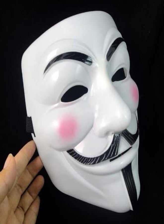 Selibration قناع تنكري لشخصية أنونيموس من فيلم "V for Vendetta" (أبيض) - قناع تنكري لشخصية أنونيموس، قناع هاكر، قناع هاكر للهالوين، قناع منظمة الهاكرز العالمية الشهيرة، قناع هالوين (عبوة من قطعة واحدة) - Image 2