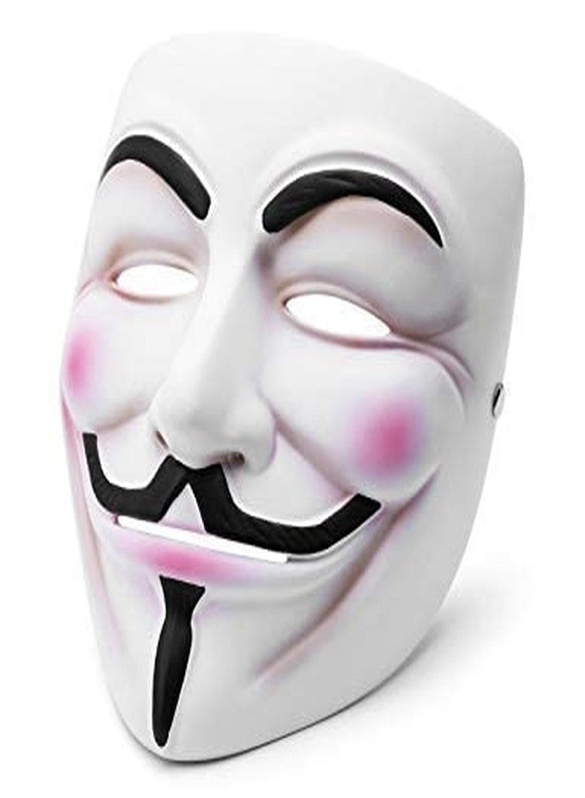 Selibration قناع تنكري لشخصية أنونيموس من فيلم "V for Vendetta" (أبيض) - قناع تنكري لشخصية أنونيموس، قناع هاكر، قناع هاكر للهالوين، قناع منظمة الهاكرز العالمية الشهيرة، قناع هالوين (عبوة من قطعة واحدة) - Image 1