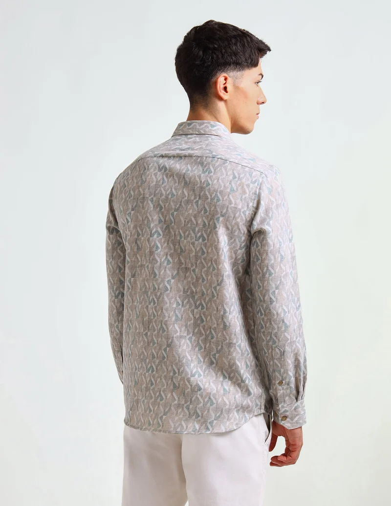 Arrow Brown Slim Fit Printed Shirt for Men | Best Price UAE