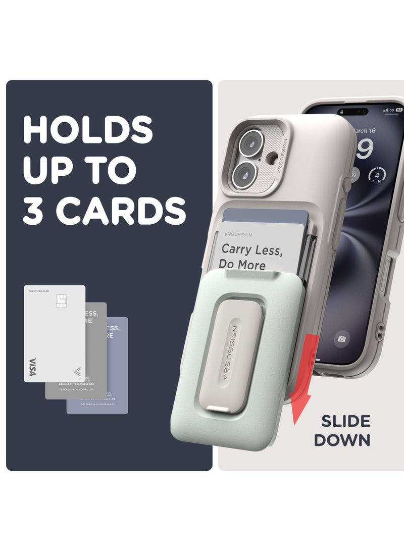 VRS Design D-Wallet Orb iPhone 16 PLUS Case Cover Wallet [3 Card] Credit Holder Slot [Semi Automatic] Built-in [Kickstand] - Cotton Blue - Image 3