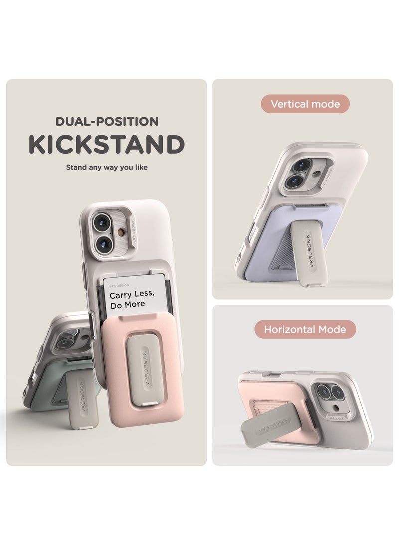 VRS Design D-Wallet Orb iPhone 16 PLUS Case Cover Wallet [3 Card] Credit Holder Slot [Semi Automatic] Built-in [Kickstand] - Cotton Blue - Image 4