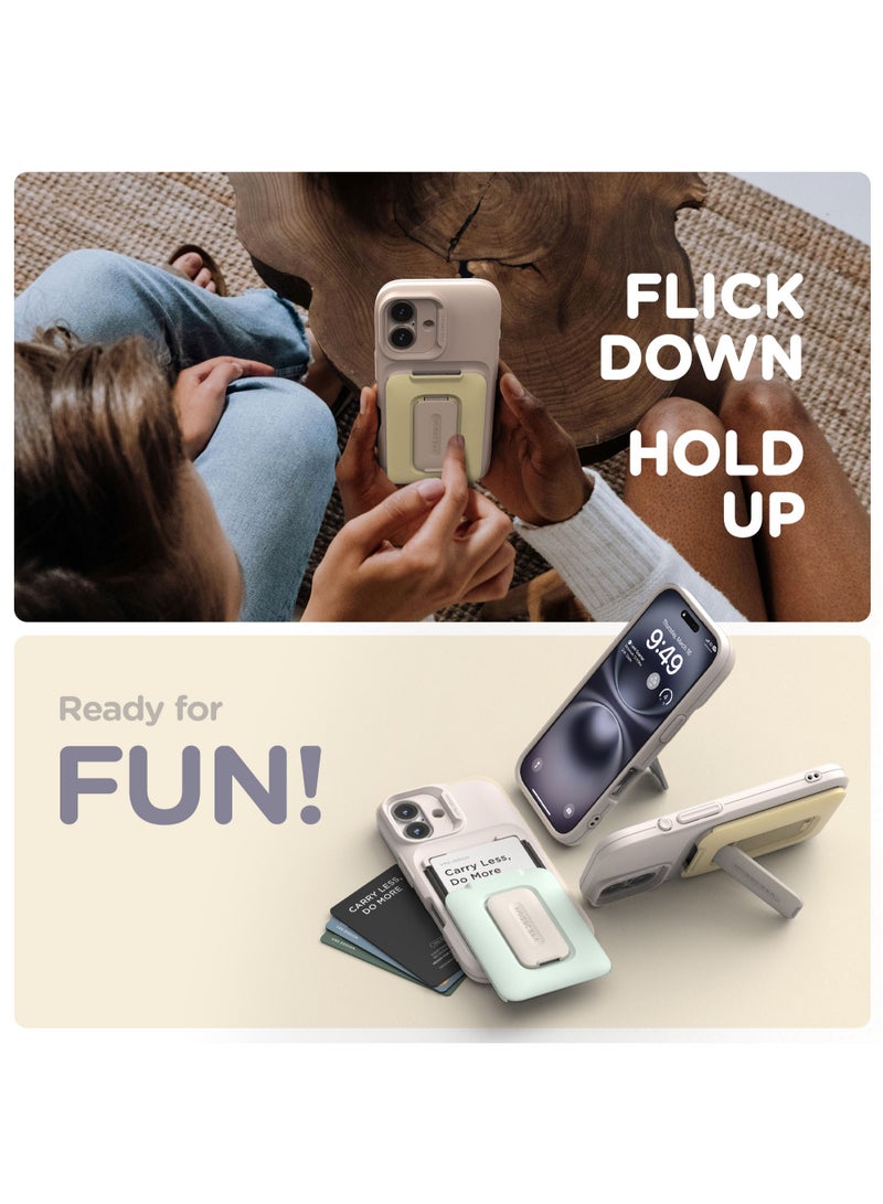 VRS Design D-Wallet Orb iPhone 16 PLUS Case Cover Wallet [3 Card] Credit Holder Slot [Semi Automatic] Built-in [Kickstand] - Cotton Blue - Image 5