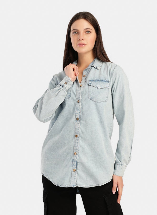 Carina Denim Shirt with Flap Pockets - Image 1