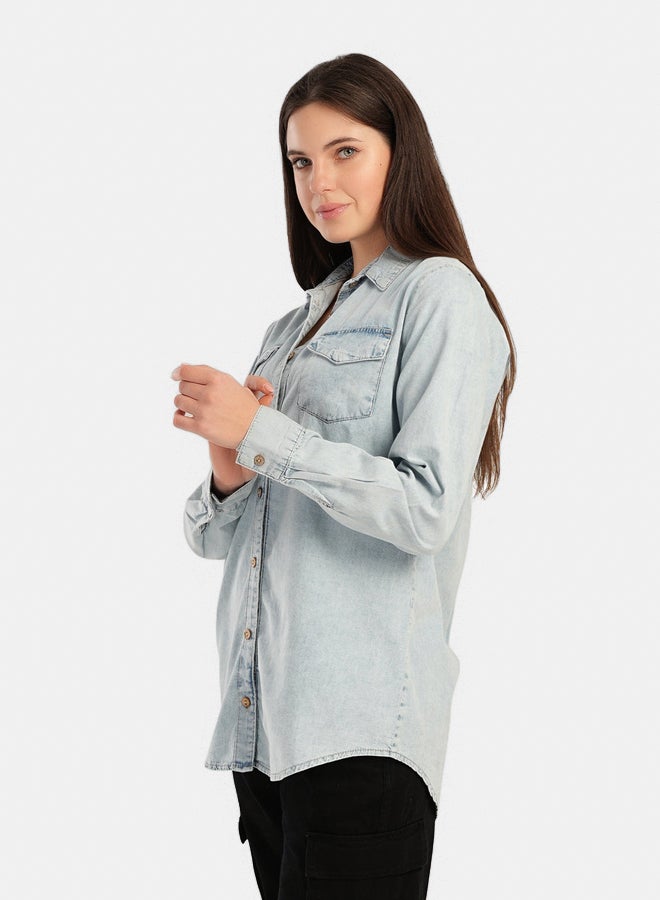 Carina Denim Shirt with Flap Pockets - Image 2
